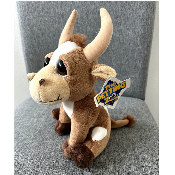 The Petting Zoo Plush Longhorn Bright Eye Stuffed Animal, 8” - Picture 3 of 4